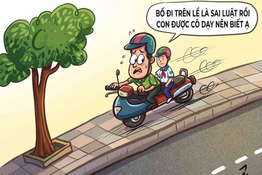 Bố ơi, vỉa hè không phải đường đi xe máy!