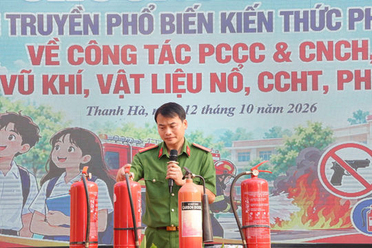 Gần 1.500 học sinh Thanh Hà học kỹ năng phòng cháy, chữa cháy