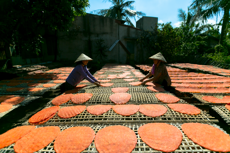 Ke Sat Gac Rice Cracker Production Bustles During Tet Season