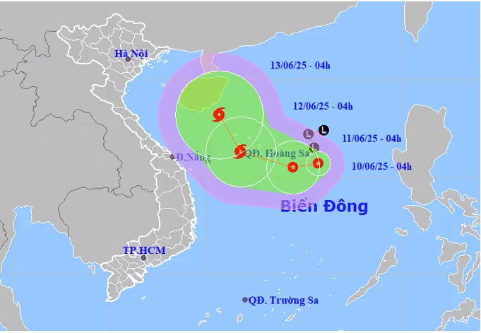 Vùng áp thấp đã mạnh lên thành áp thấp nhiệt đới