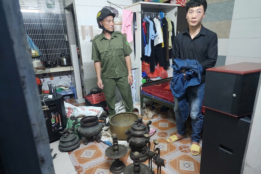 Công an xã Hồng Khê (Bình Giang) bắt giữ đối tượng trộm cắp đang lởn vởn tại chùa
