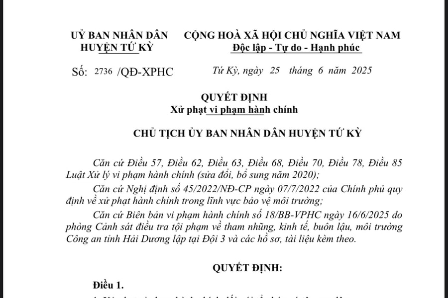 Vi phạm môi trường, Công ty Hoàng Gia Việt bị phạt hơn 50 triệu đồng