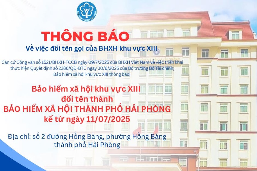 Đổi tên Bảo hiểm Xã hội khu vực XIII