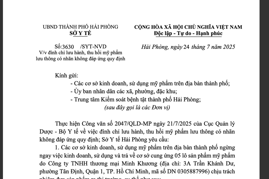 Ngừng kinh doanh, sử dụng 5 lô sản phẩm mỹ phẩm
