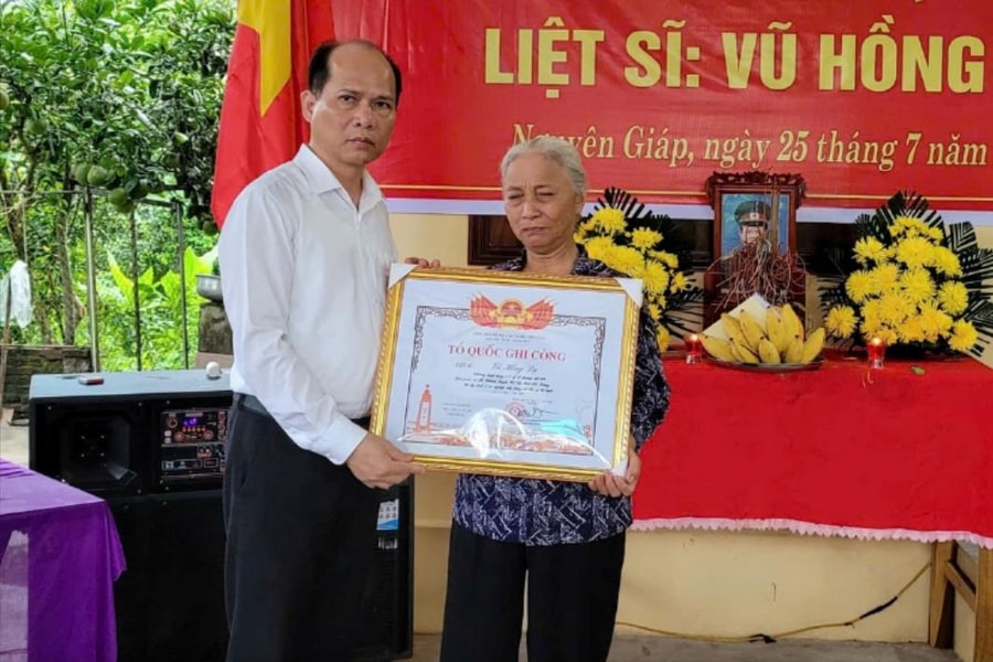 Suy tôn cố thương binh Vũ Hồng Dụ ở xã Nguyên Giáp là liệt sĩ