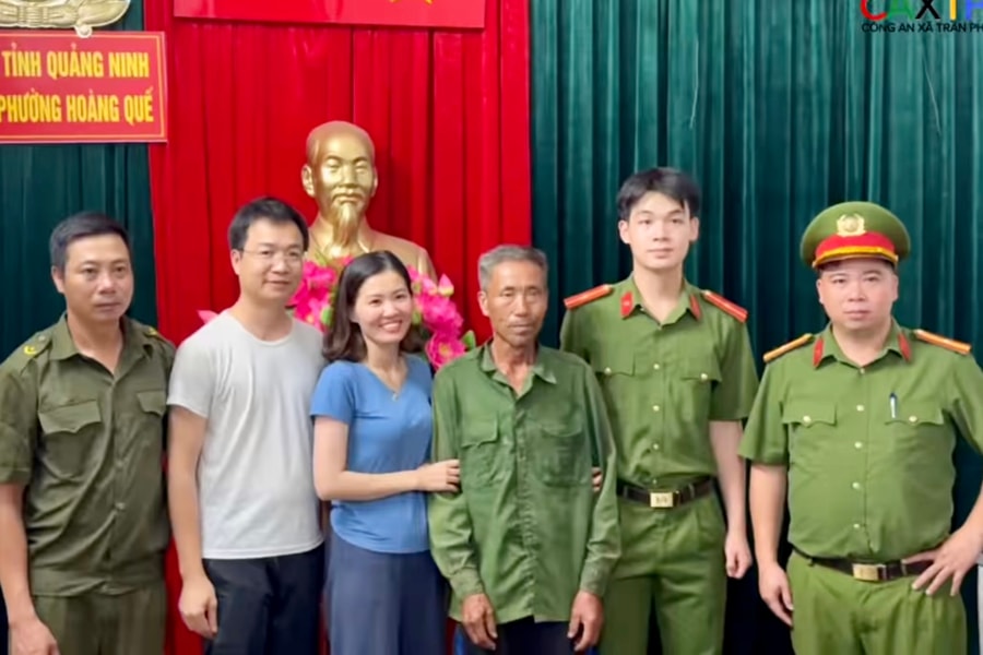Công an xã Trần Phú tìm thấy người đàn ông đi lạc sang Quảng Ninh, cách nhà 50 km