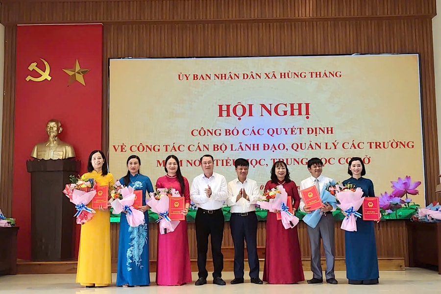 Xã Hùng Thắng bổ nhiệm 17 cán bộ quản lý giáo dục