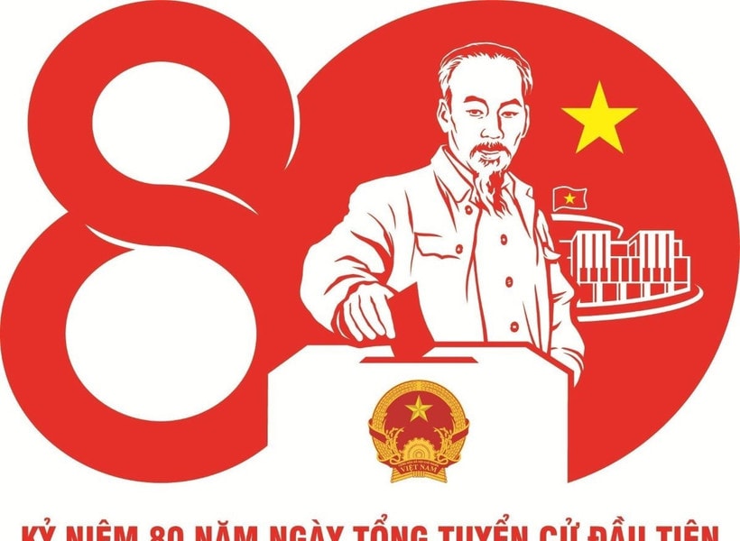 Mẫu biểu trưng chính thức kỷ niệm 80 năm Ngày Tổng tuyển cử đầu tiên