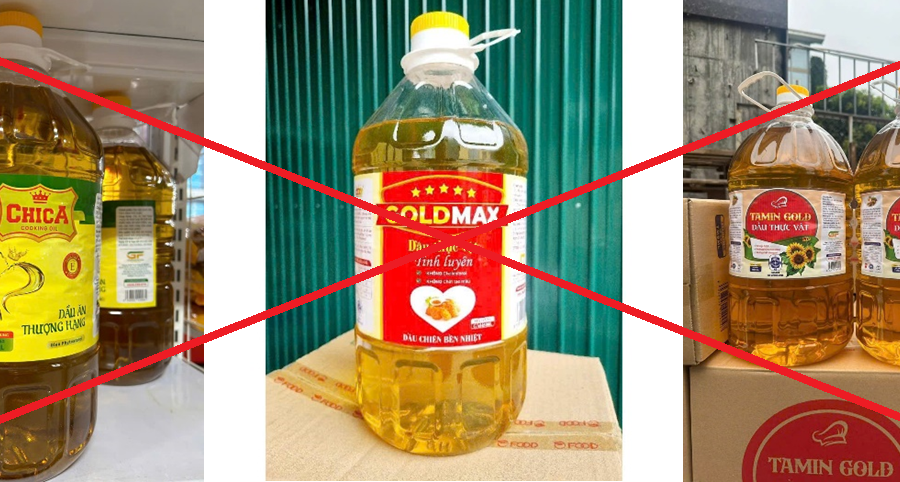 Cảnh báo dầu ăn giả, kém chất lượng nhãn hiệu 'Gold Max', 'Tamin Gold', 'ChiCa'