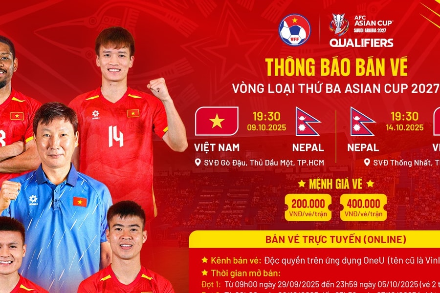 Vé xem tuyển Việt Nam và Nepal mua ở đâu, giá bao nhiêu?