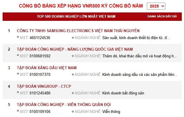 Công bố Bảng xếp hạng VNR500 - Top 500 doanh nghiệp lớn nhất Việt Nam năm 2025