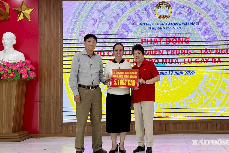 Phường Gia Viên tiếp nhận 5.100 đô la Canada do Việt kiều ủng hộ người dân Đắk Lắk