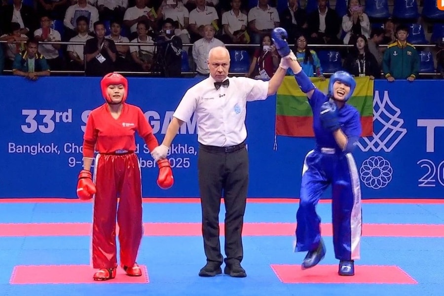 Hoàng Thị Thùy Giang xuất sắc giành huy chương vàng ở môn kick-boxing