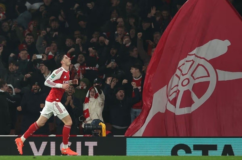 Havertz ghi bàn phút bù giờ, Arsenal vào chung kết Cúp Liên đoàn Anh