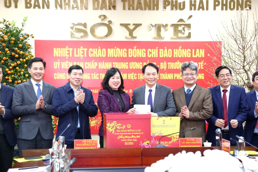 Bộ trưởng Y tế Đào Hồng Lan thăm, làm việc, chúc Tết ngành y tế Hải Phòng