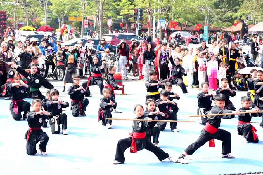 Biểu diễn võ cổ truyền, lân sư rồng mừng Đảng, mừng Xuân