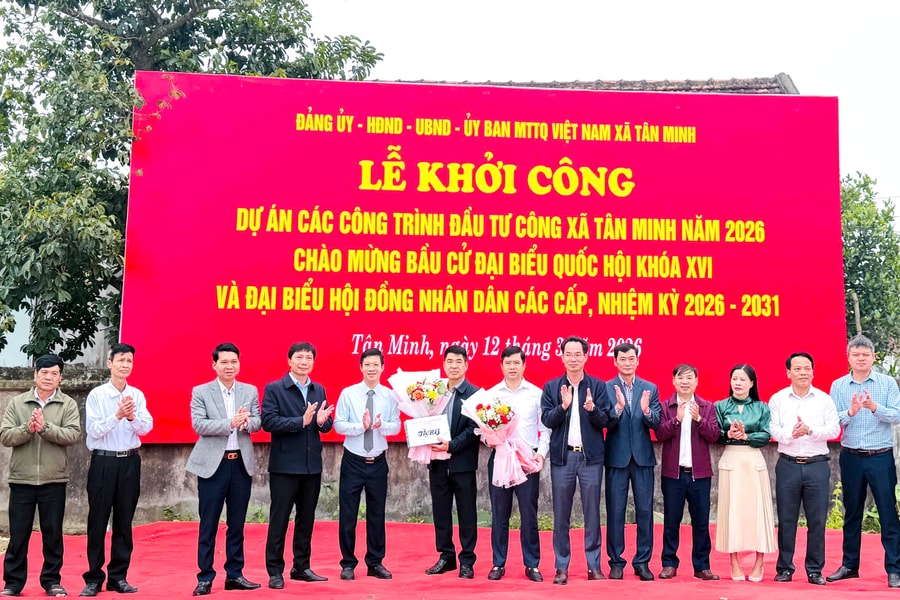 Xã Tân Minh khởi công 7 công trình chào mừng bầu cử