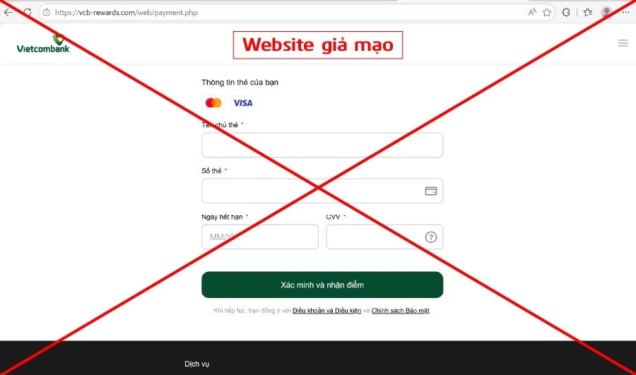 Vietcombank cảnh báo lừa đảo mạo danh tin nhắn SMS thông báo điểm thưởng