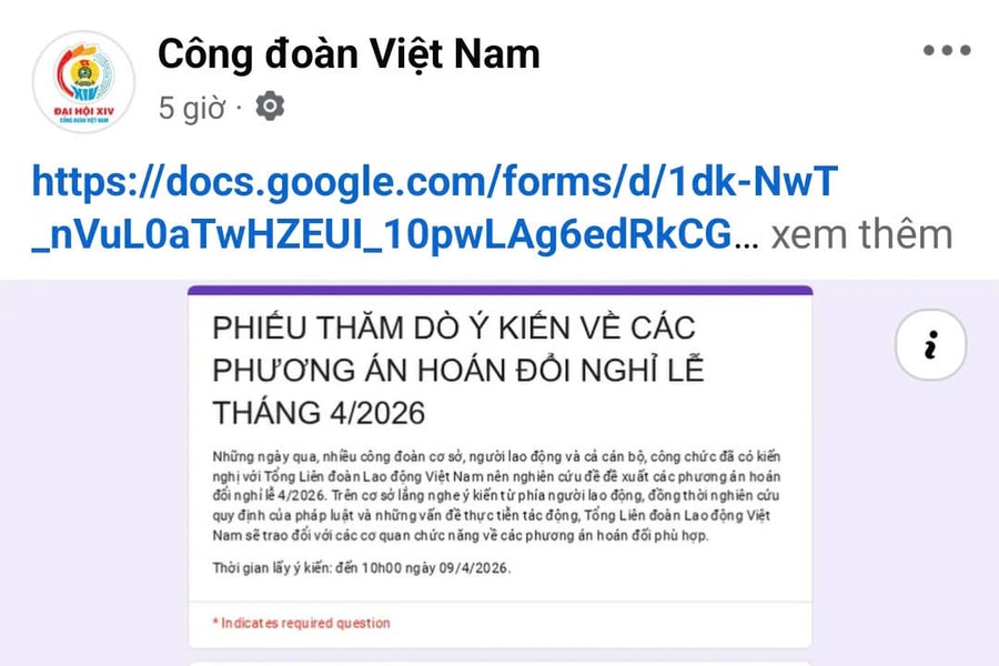 Lấy ý kiến về hoán đổi lịch nghỉ lễ, đề xuất nghỉ liền mạch 9 ngày