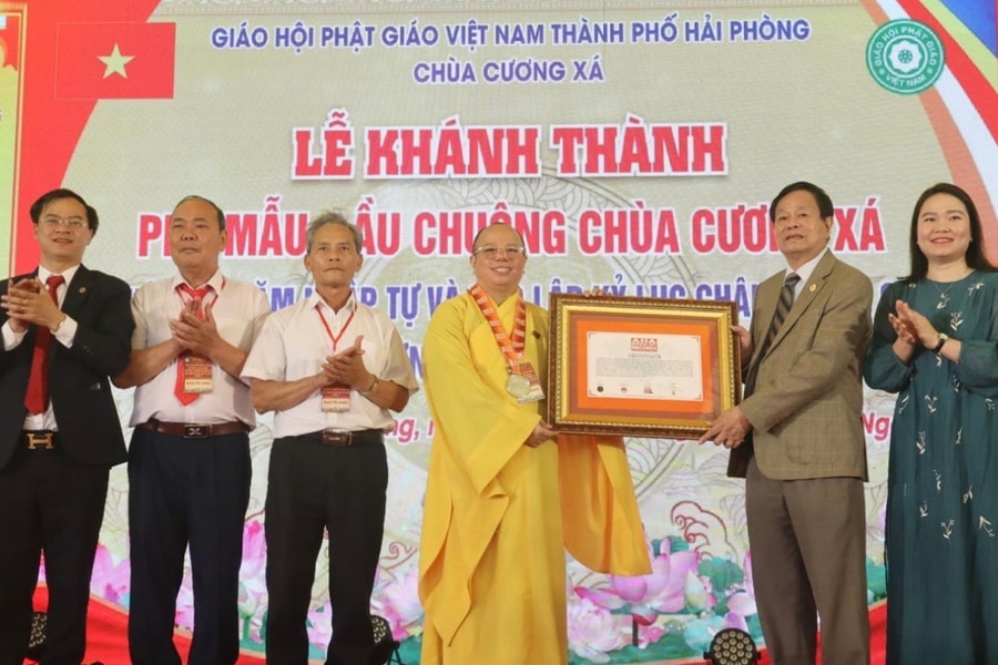 Hai Phong temple recognised for Asia-record stone walls engraved with Buddhist swastika symbol