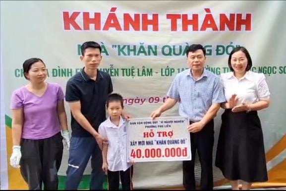 Trao nhà 'Khăn quàng đỏ' tặng học sinh khó khăn phường Phù Liễn