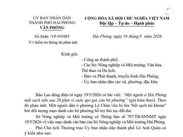 Kiểm tra thông tin ‘một người mất sạch tiền sau 20 phút vì cuộc gọi giả cán bộ phường’