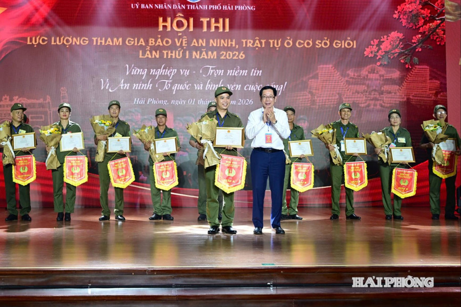 Phường Lê Chân đoạt giải A Hội thi lực lượng tham gia bảo vệ an ninh, trật tự ở cơ sở giỏi