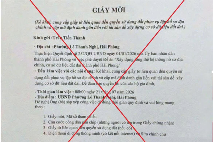 Cảnh báo giả mạo giấy mời liên quan đến đất đai để lừa đảo