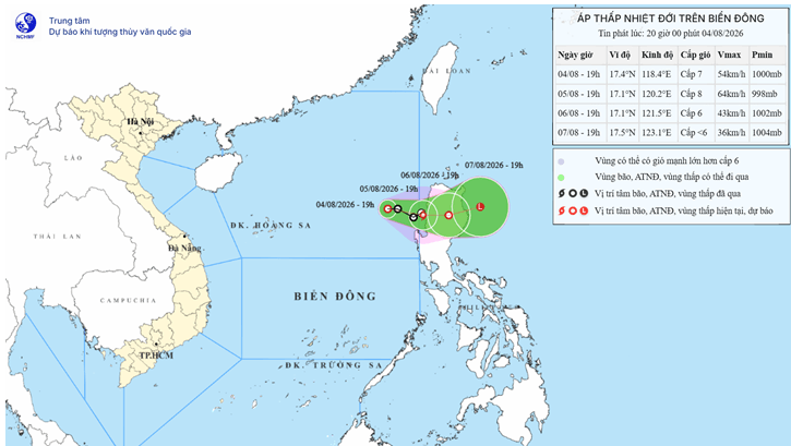 Dự báo áp thấp nhiệt đới/bão không ảnh hưởng đến vùng ven biển và đất liền Việt Nam