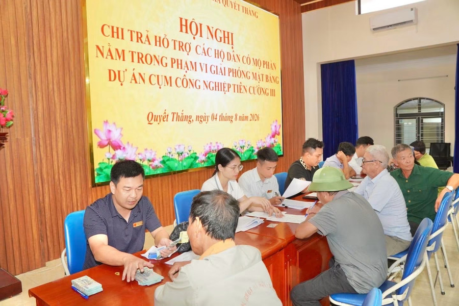 Chi trả tiền bồi thường, hỗ trợ giải phóng mặt bằng Dự án Cụm công nghiệp Tiên Cường III