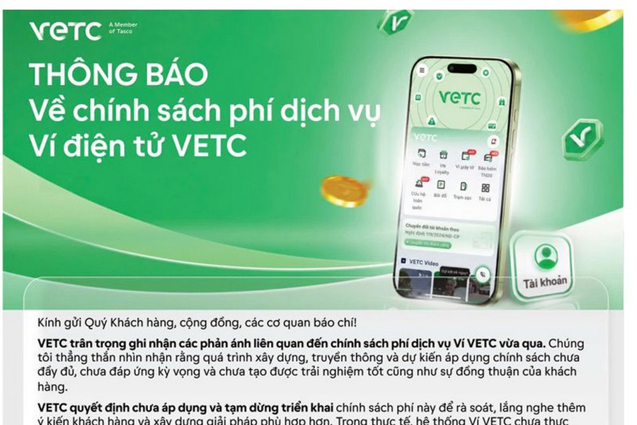 VETC, ePass tạm dừng áp dụng phí ví điện tử sau nhiều ý kiến trái chiều